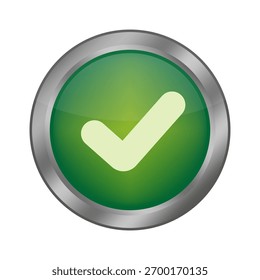 Icono de marca de verificación verde. Vector de Botón de Aprobación. Signo de confirmación circular. Símbolo verde brillante.