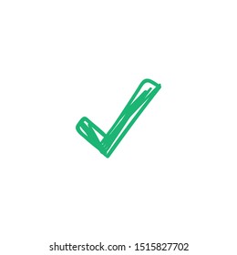 Green checkmark icon. Approval tick.