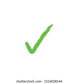 Green checkmark icon. Approval tick.