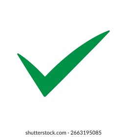 Green Checkmark Icon for Approval and Validation – Flat Vector Design for Success, Confirmation, and Agreement