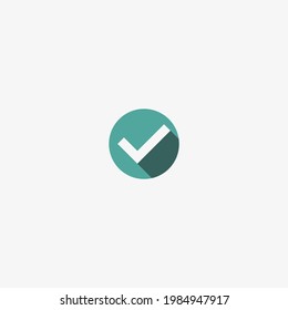 Green checkmark icon in a circle. Tick symbol in green color, vector illustration.