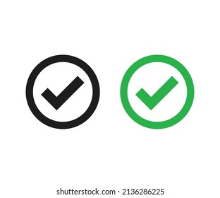 Green checkmark icon checkmark in circle Vector set