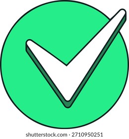 Grünes Markierungssymbol im Kreis, überprüfen Sie die Bestätigung des Erfolgssymbols, Vektor