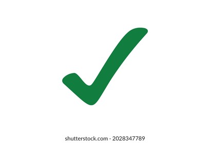 Green checkmark icon isolated on white background. Flat symbol style. Concept, checkmark accept. Vector illustration.