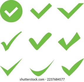 Green checkmark icon set. confirm sign