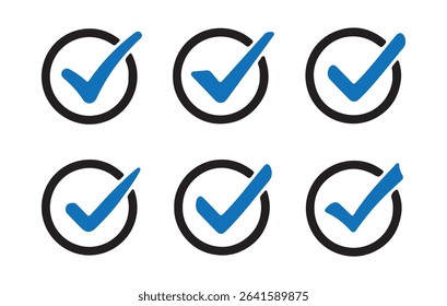 Green Checkmark icon set. Checkmark right symbol tick sign. Check mark icon symbols. Vector illustration eps 10