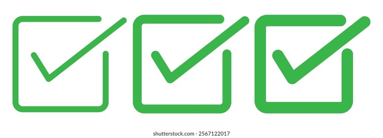 green checkmark icon set. green tick mark icon for web design. yes , right concept. vector illustration eps 10.