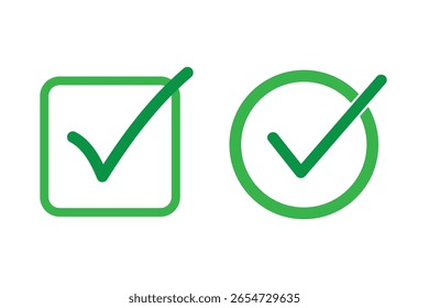 Conjunto de iconos de marca de verificación verde. icono de marca de verificación verde para Diseño web. sí, concepto correcto. Ilustración vectorial EPS 10.