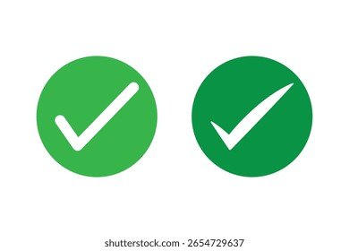 Conjunto de iconos de marca de verificación verde. icono de marca de verificación verde para Diseño web. sí, concepto correcto. Ilustración vectorial EPS 10.