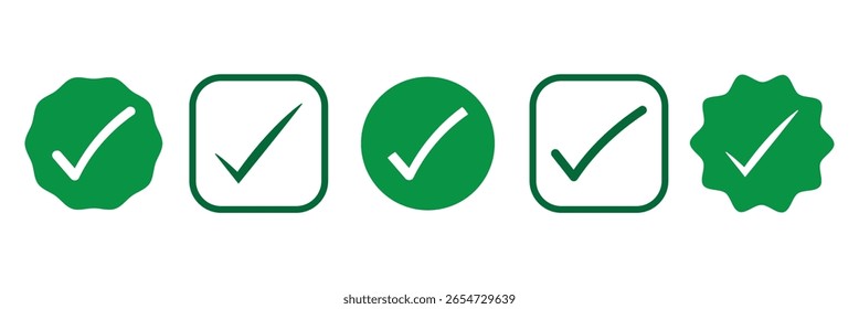 green checkmark icon set. green tick mark icon for web design. yes , right concept. vector illustration eps 10.
