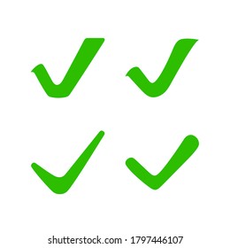 Green Checkmark icon set vector. Checkmark Checklist flat illustration collection symbol for design, Web design, Infographics, UI, Business and more.