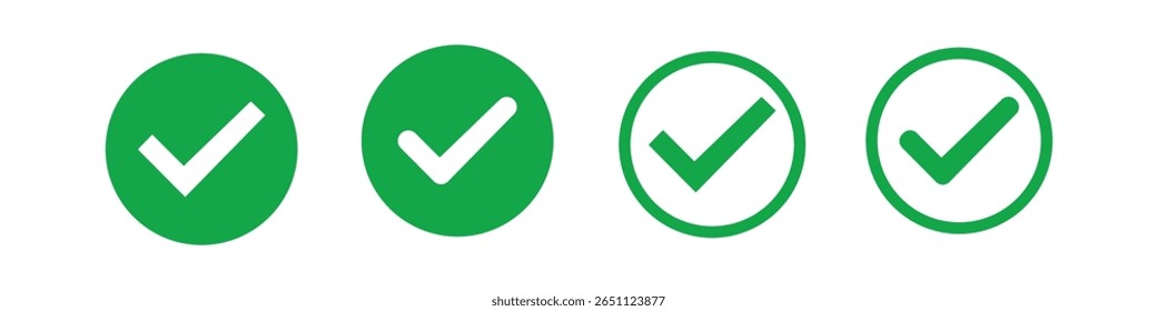 Green checkmark icon symbol isolated vector image. Tick symbol in green color, vector illustration. Success symbol for website computer and mobile vector.	