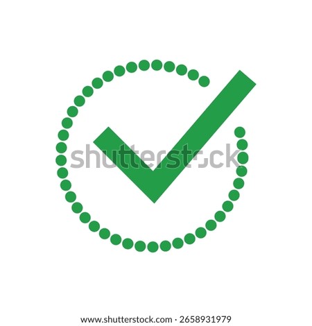 Green Checkmark Icon – Verified Approval Tick in Dotted Circle