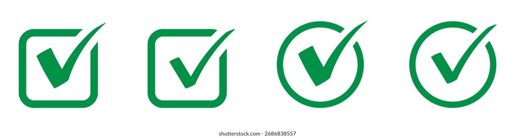 Iconos de marca de verificación verde para Aprobación y verificación. Ilustración vectorial. EPS 10