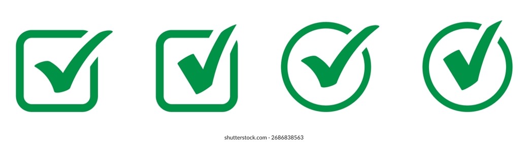 Iconos de marca de verificación verde para Aprobación y verificación. Ilustración vectorial. EPS 10