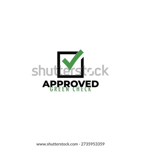 Green checkmark inside a black square with the word approved below