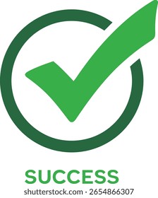 Green checkmark inside a circle with the word success below it