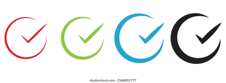 Green checkmark  isolated white background vector symbol for right and wrong choices. Checkmark right symbol tick sign, symbols vector. symbol for website Computer and mobile vector. design eps 10
