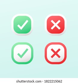 Green checkmark and red cross icon set