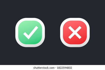 Green checkmark and red cross icon set