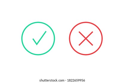Green checkmark and red cross icon set