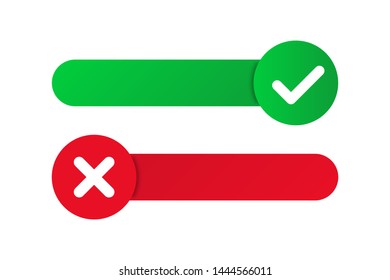 Green checkmark and red cross with moving place. X and V symbols for web or application. EPS 10