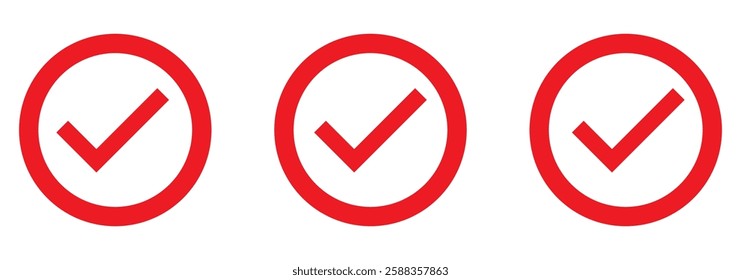 Green checkmark and red cross on isolated white background vector symbol for right and wrong choices. Modern flat design, Checkmark icon set. Checkmark right symbol tick sign.