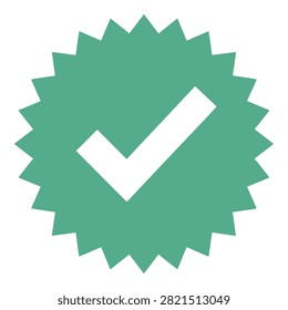 A green checkmark symbol icon on a white background, representing verification and approval
