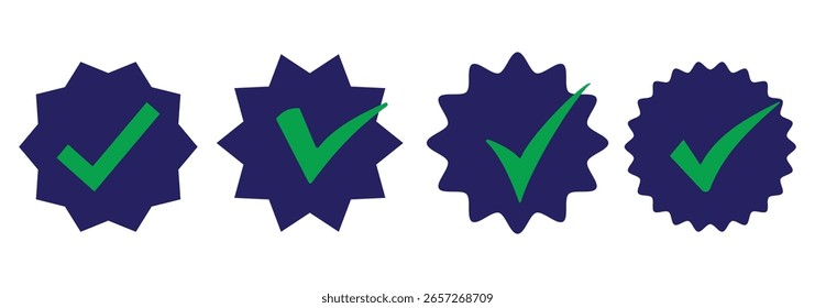 Marca de verificação verde, marca de verificação verde, ícone de marca de verificação botão definir. marca de verificação com ícone de caixa de verificação. Sinal de marca de seleção verde para aplicativo, site


