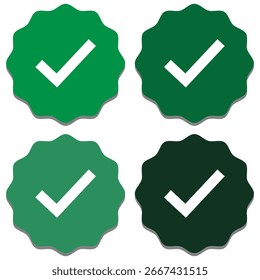 Green checkmark, green tick, check mark icon button set. tick mark with checkbox icon. Set of check mark icons. Set of different green checkmark icons.