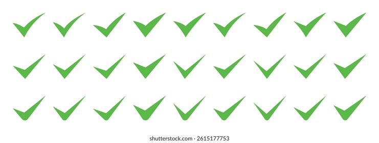 
Green checkmark tick icon set vector. approval check icon isolated on transparent green check mark symbols