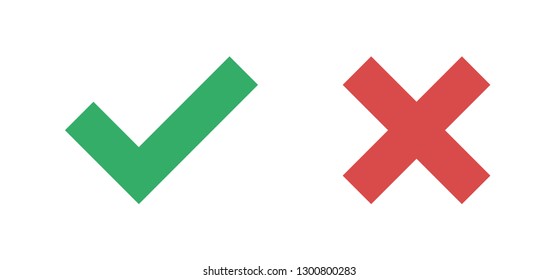 Green checkmark tick and red cross, check icons.