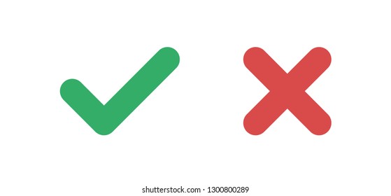 Green checkmark tick and red cross, check icons.