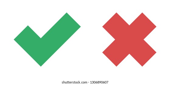 Green checkmark tick and red cross, check icons.