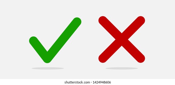 Green checkmark tick and red cross, check icons.