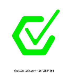 Green checkmark yes on a white background, vector