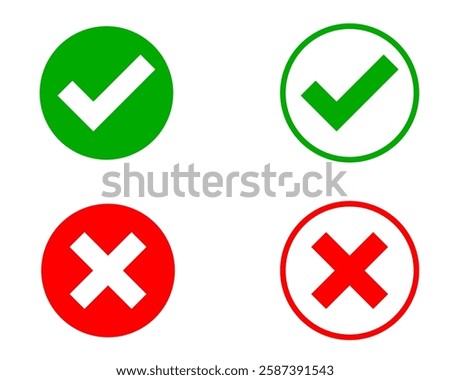 Green checkmarks and red crosses against a white background, symbolize acceptance and rejection in a clean, modern graphic design.