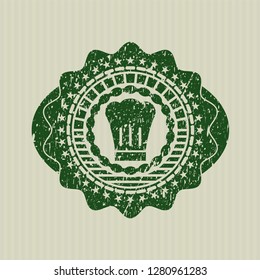Green chef hat icon inside rubber grunge texture stamp