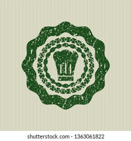 Green chef hat icon inside distress grunge seal
