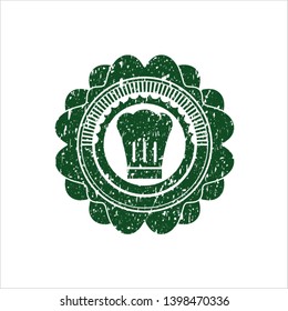 Green chef hat icon inside rubber seal