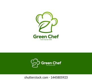 green chef logo design template, restaurant logo design concept