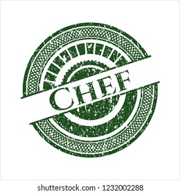 Green Chef rubber stamp with grunge texture