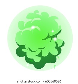 Green chemical cloud inside an enclosed space rounded isolated on white background. Vector cartoon close-up illustration.
