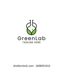 Green chemical lab logo icon design template vector