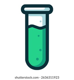 green chemical test tube research knowledge technology flat color vector illustration template design