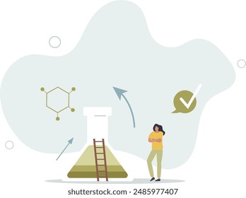 Green chemistry with focus to reduce hazardous substances .Chemical research and engineering for nature friendly.flat design.illustration with people.