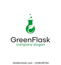 Green Chemistry Lab Flash with Leaf Logo Design Laboratory Vector