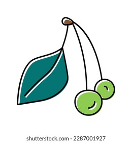 green cherry color icon vector. green cherry sign. isolated symbol illustration