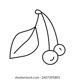 green cherry line icon vector. green cherry sign. isolated contour symbol black illustration