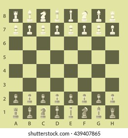 Green Chess board with figures on start